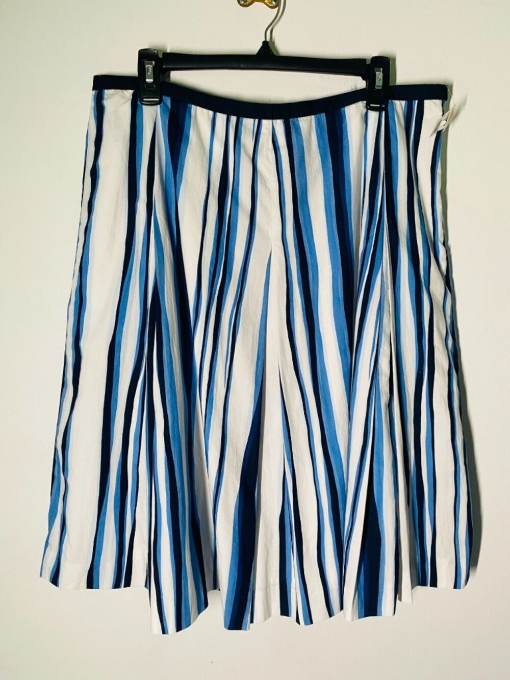 Talbots Blue & White Striped A-Line Cotton Skirt Size 14